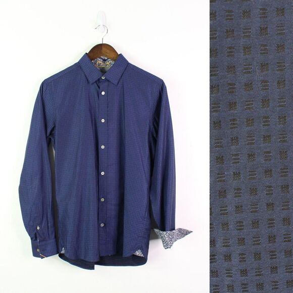 Ted Baker Modern Fit Button‎ Down Dress Shirt Navy 15" - Picture 1 of 7
